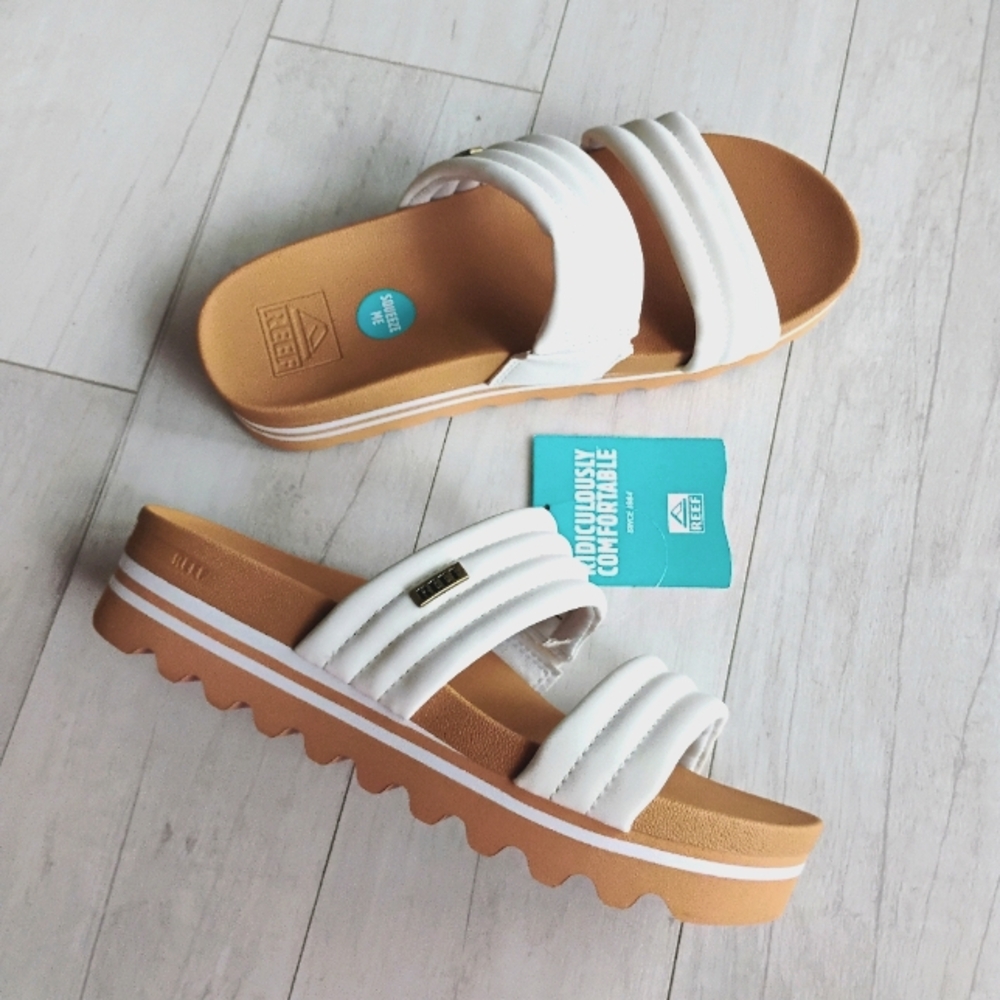 REEF NEW Kaia 2 Bar Platform Slides Sandals
